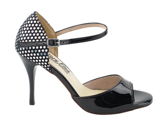 VFTango 001 Black Patent & Silver Polka Dot