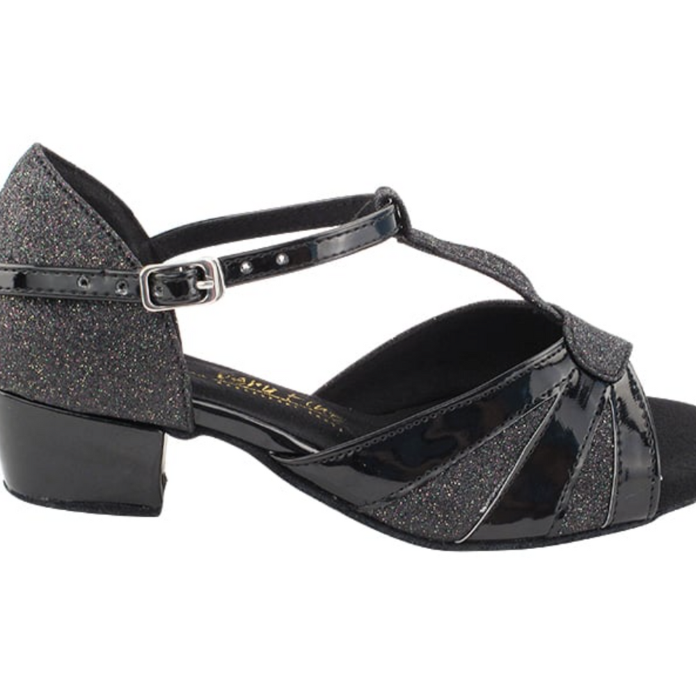 Black Glitter & Black Patent Kid's Shoes Girls' Latin 2901GLEDSS