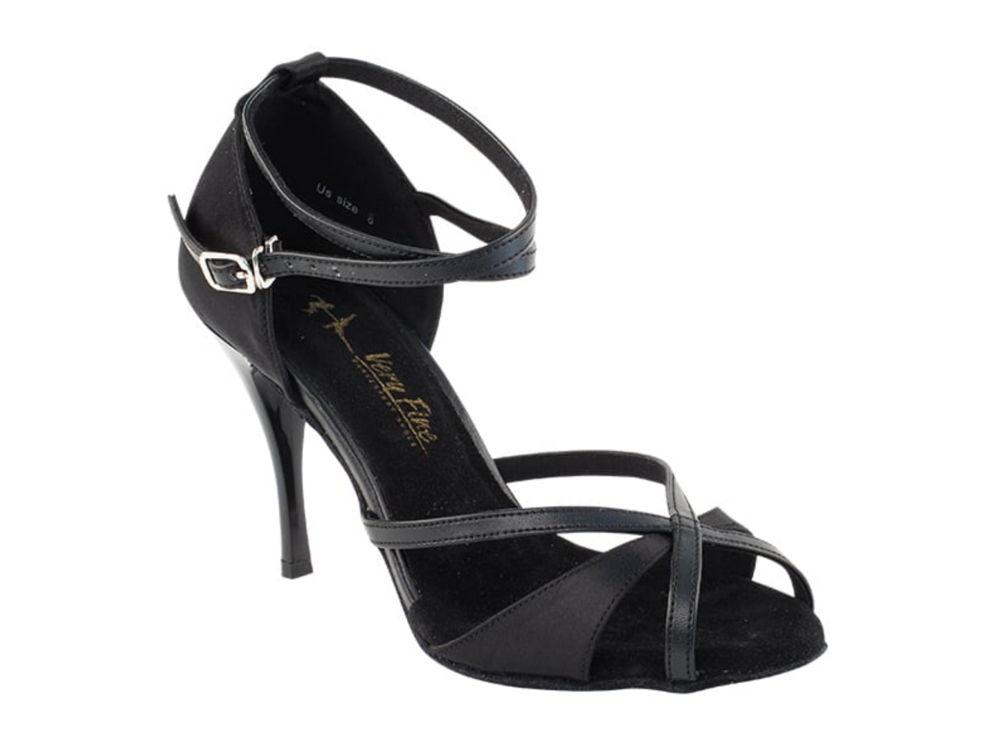 Argentine Tango Dance Shoes for Women, Black Satin_Black Trim