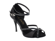  Argentine Tango Dance Shoes for Women, Black Satin_Black Trim