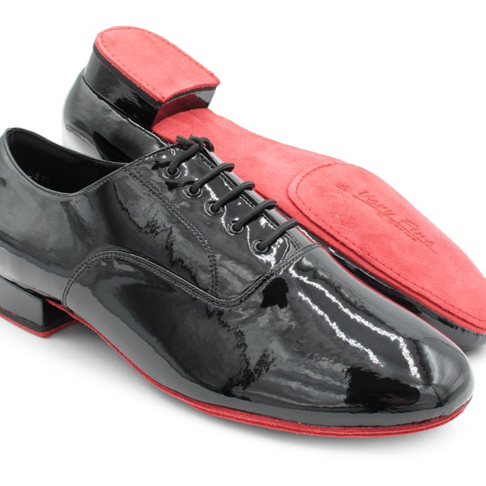 Men's Black Patent with Red Suede Double Sole American Smooth and Ballroom