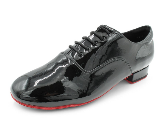 Men's Black Patent with Red Suede Double Sole American Smooth and Ballroom