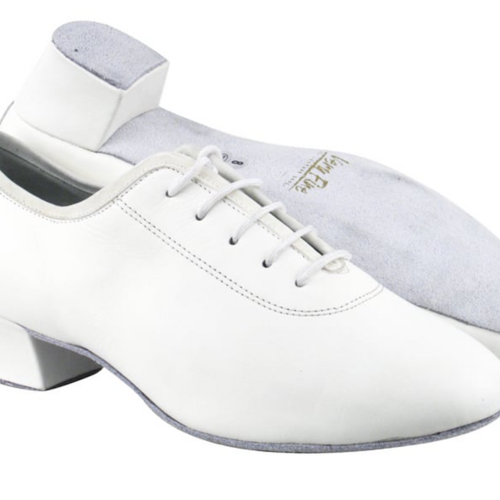 Latin, American Rhythm, Salsa, Mambo, Kizomba Men's Dance Shoes, White Leather