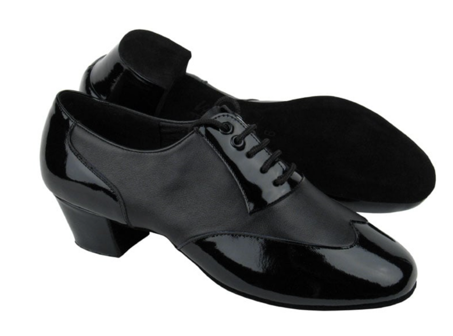 Men's Black Patent & Black Leather & Latin Heel Latin, American Rhythm Dance Shoes