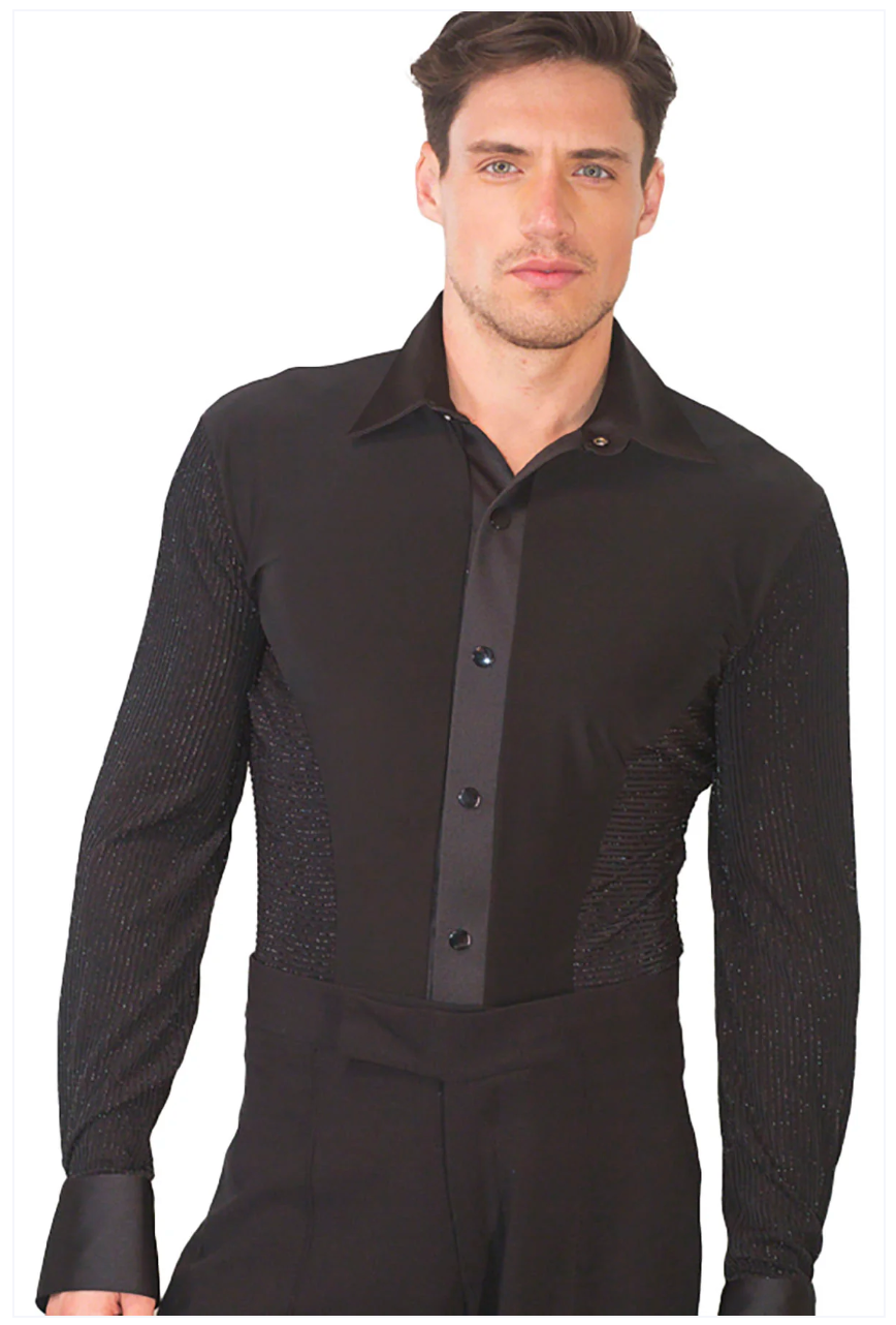 MS1 Mens Lurex Sleeve and Side Ballroom Shirt with Trunks