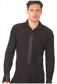  MS1 Mens Lurex Sleeve and Side Ballroom Shirt with Trunks