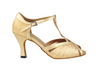 Women's Latin American Rhythm Light Brown Satin & Light Gold