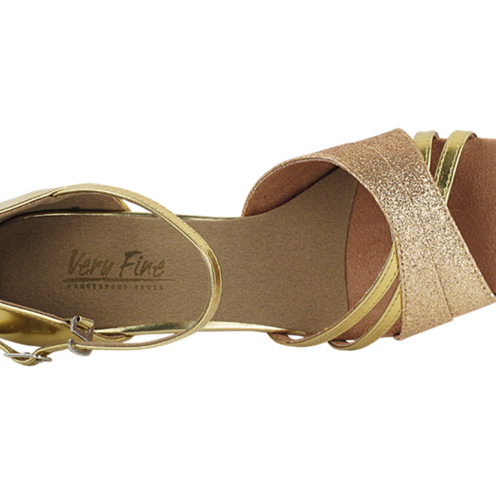 
                  
                    International Latin, Rhythm, Salsa, Samba, Bachata Gold Stardust & Gold Leather Women's Shoes
                  
                