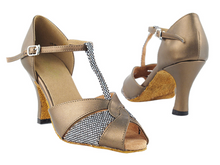  Women's American Rhythm, Latin Copper Leather & Black Sparklenet Shoes