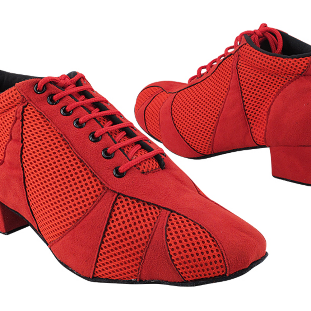 Women's Practice, Argentine Tango Red Nubuck & Red Knit Mesh Dance Shoes