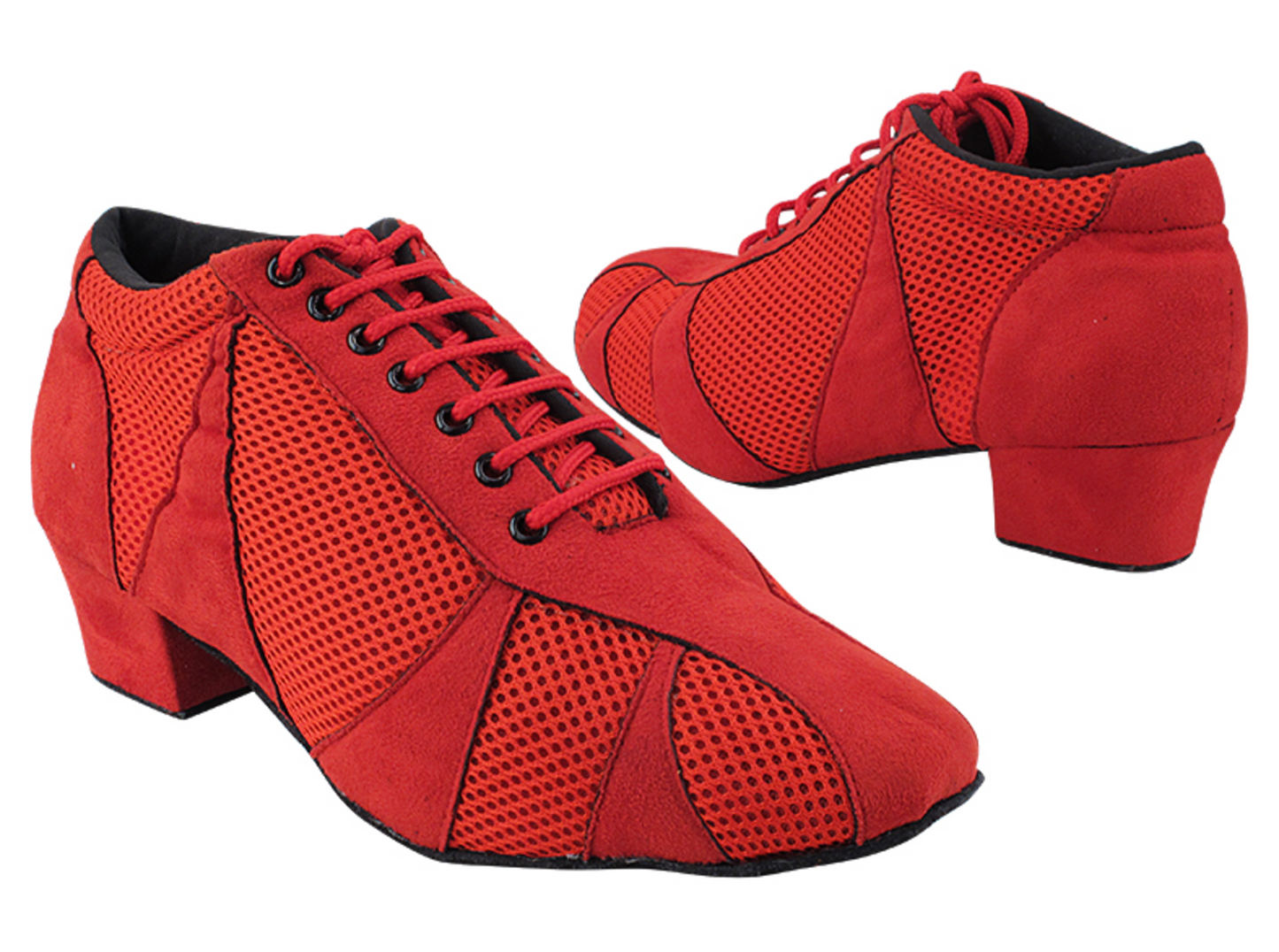 Women's Practice, Argentine Tango Red Nubuck & Red Knit Mesh Dance Shoes