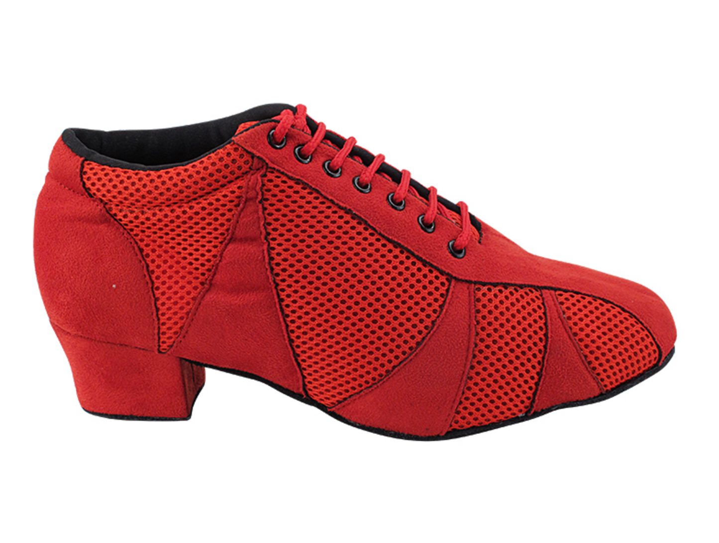 Women's Practice, Argentine Tango Red Nubuck & Red Knit Mesh Dance Shoes