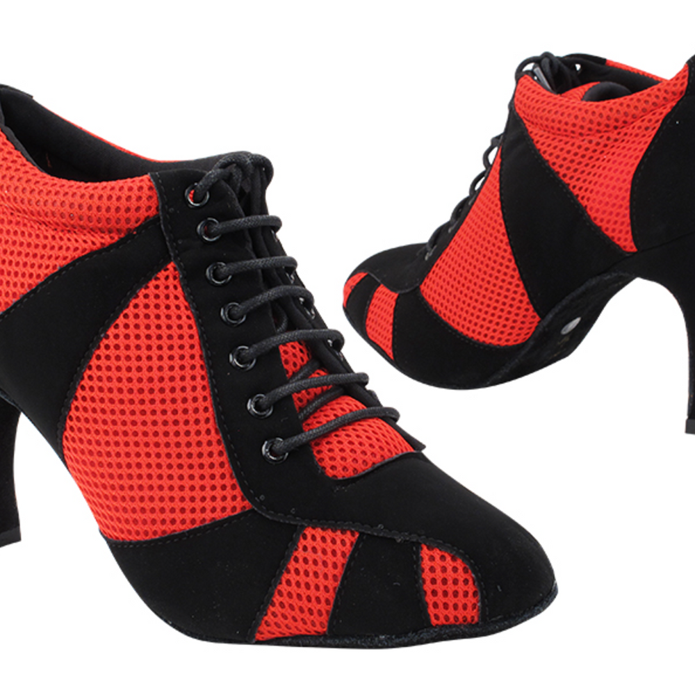 Black Nubuck & Red Knit Mesh Practice Shoes, Heels for Women