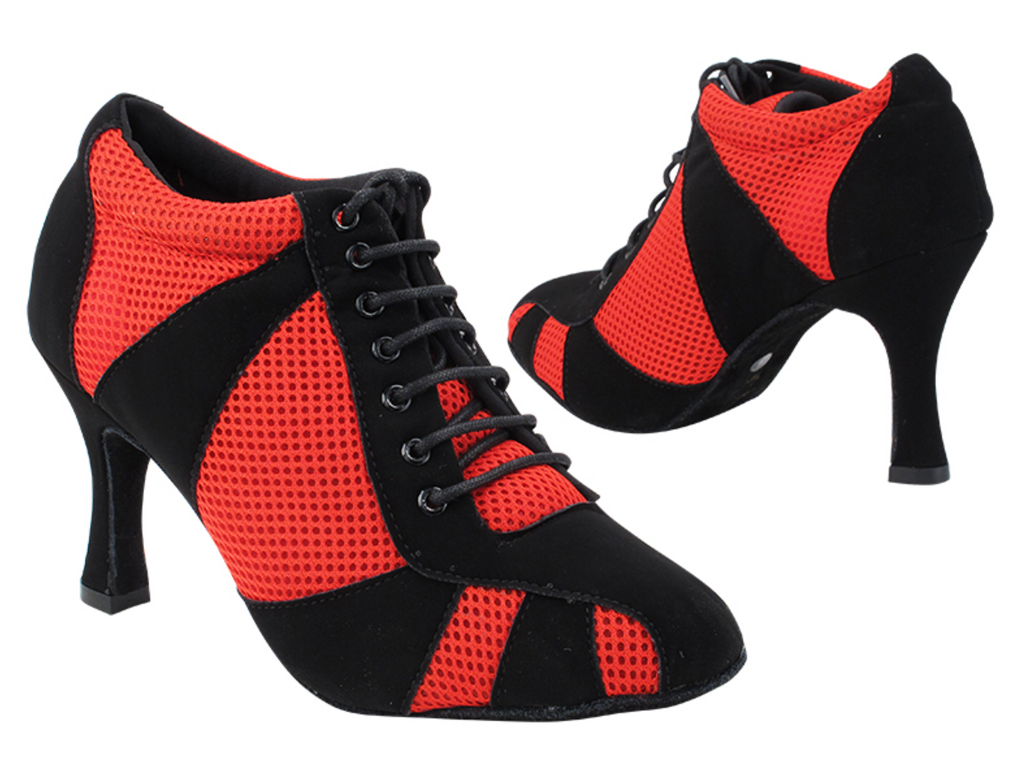 Black Nubuck & Red Knit Mesh Practice Shoes, Heels for Women