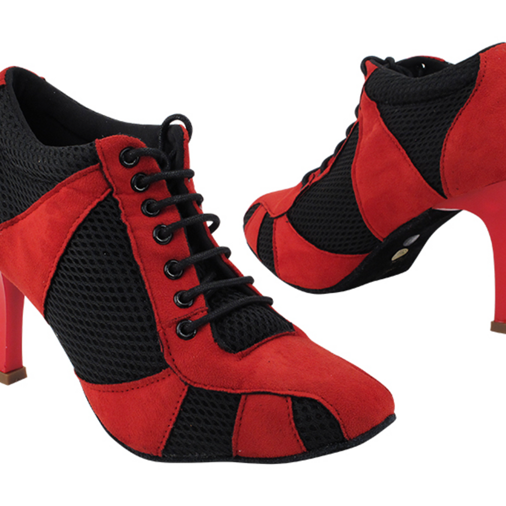 Women's Red Suede & Black Knit Mesh Practice Dance, Argentine Tango Shoes