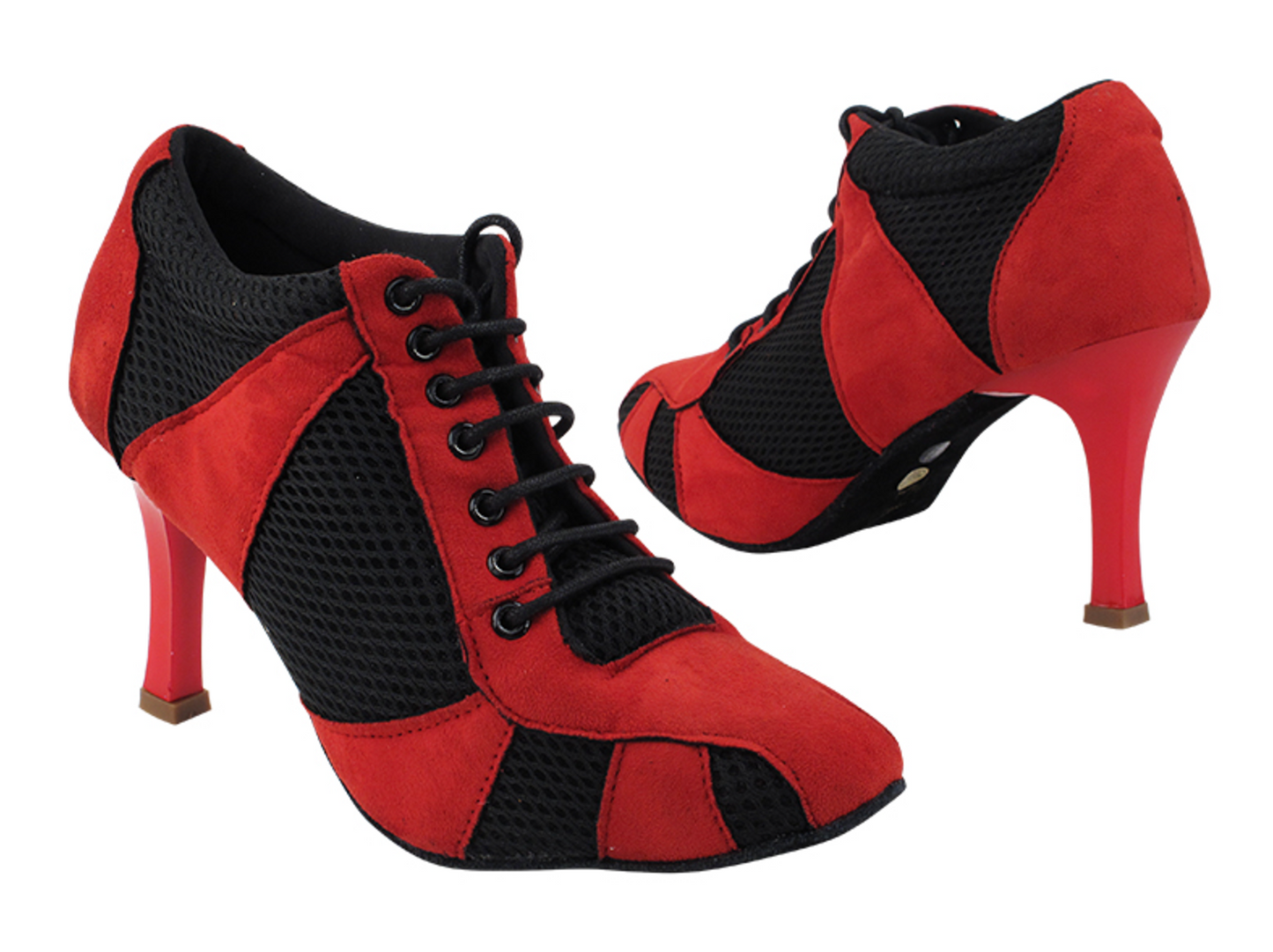 Women's Red Suede & Black Knit Mesh Practice Dance, Argentine Tango Shoes