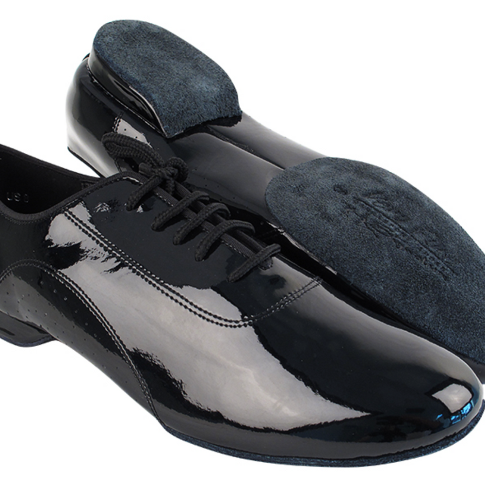 Custom Ballroom Latin Practice Shoes for Men Black Patent Eva Heel (Split Sole)