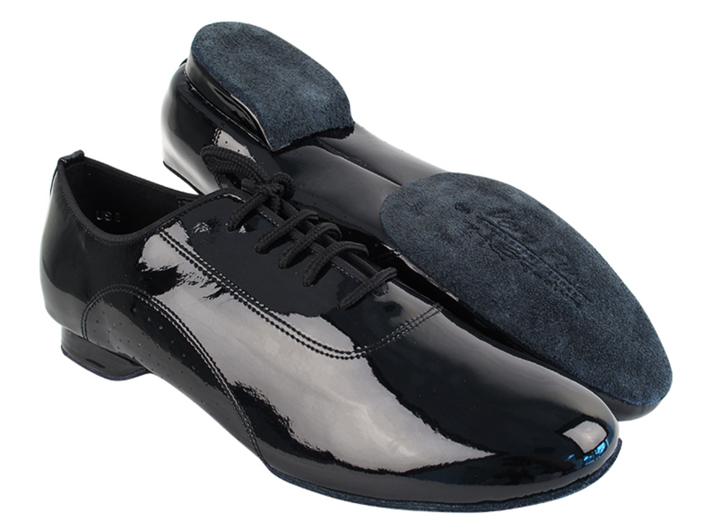 Custom Ballroom Latin Practice Shoes for Men Black Patent Eva Heel (Split Sole)