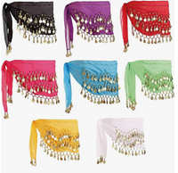 Belly Dancer Belt Scarf Skirt for Women with 128 Gold Coins