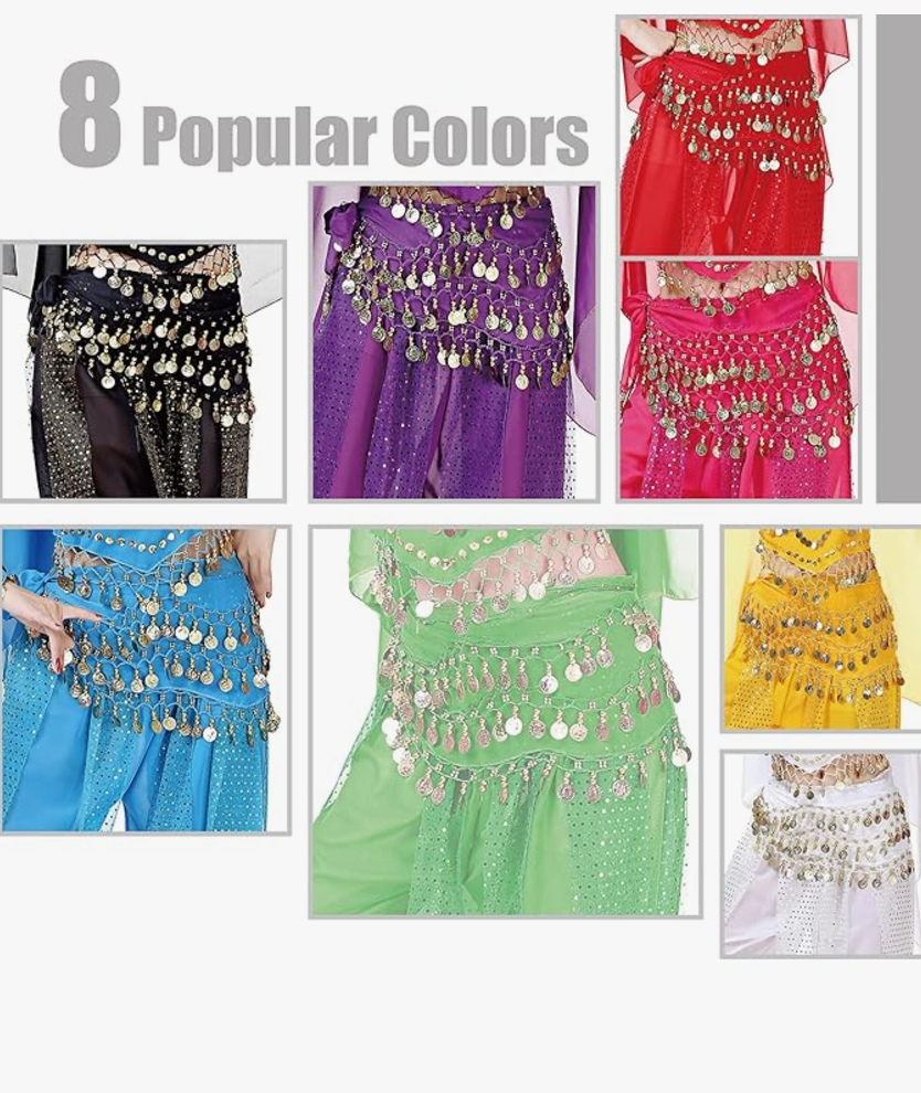 
                  
                    Belly Dancer Belt Scarf Skirt for Women with 128 Gold Coins
                  
                