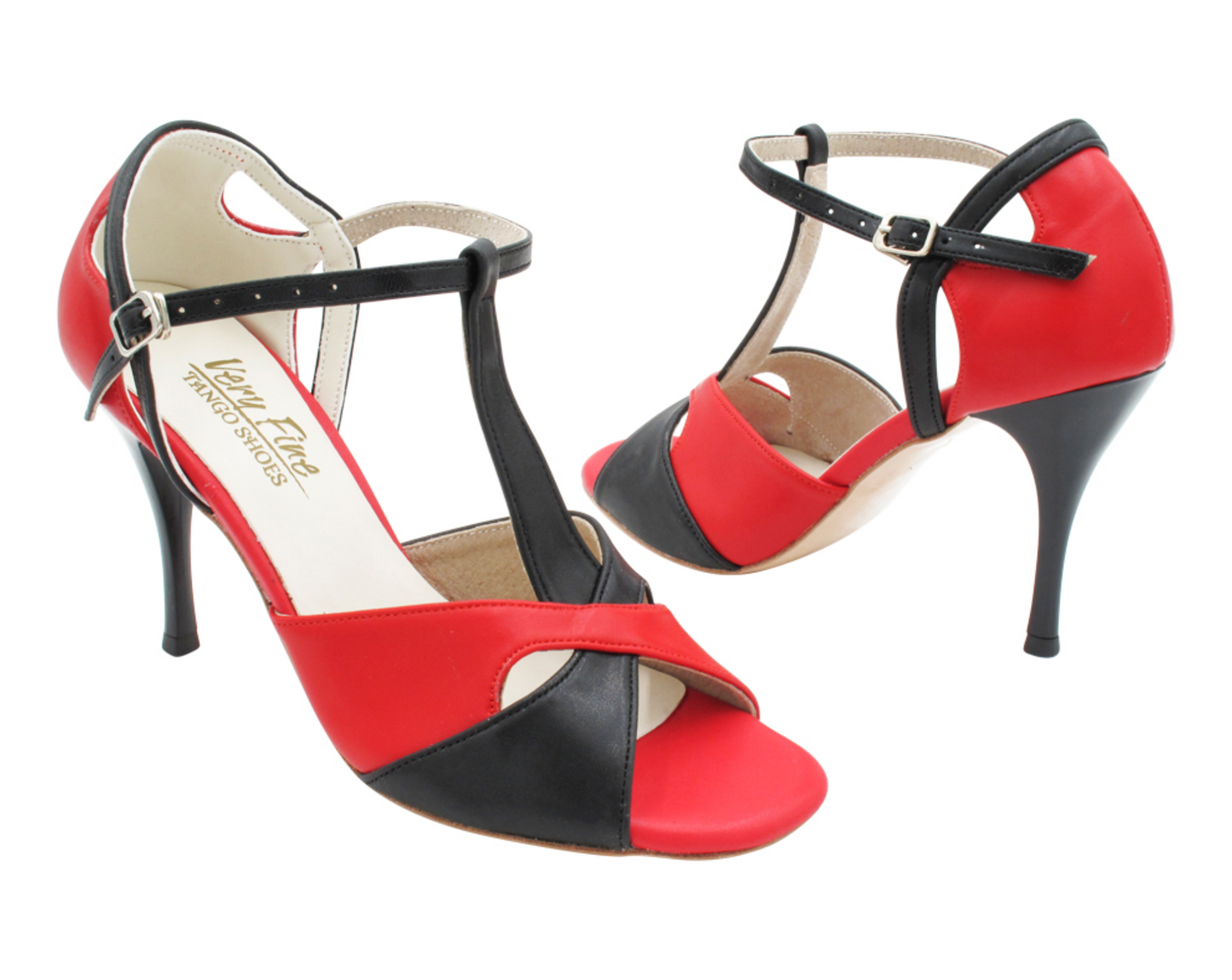 Tango Dance Shoes Black & Red Leather